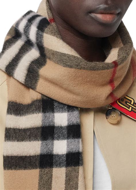 burberry women's giant check cashmere scarf|burberry scarf 50 cashmere wool.